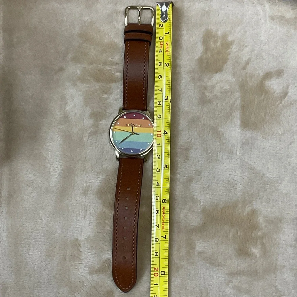 COACH Rainbow Dial Brown Leather Strap Ladies Grand Watch